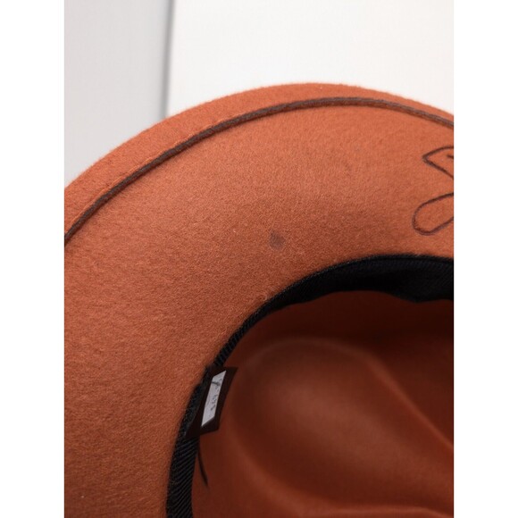 Fedora Hat Wide Brim Artwork Design Woman Figure Rustic Orange OSFM - Picture 5 of 9